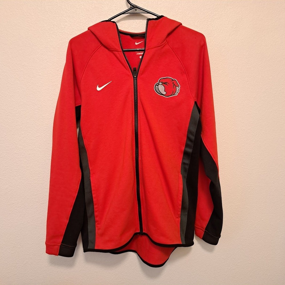 Nike Therma-FIT Mens Red Black Bulldog Full Zip Hoodie Jacket Small